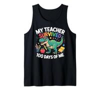 Mi Maestro sobrevivió 100 días de mí Dinosaur Boys Camiseta sin Mangas