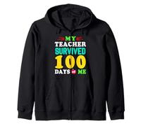 Mi Maestro sobrevivió 100 días de mí Funny 100th Day of School Sudadera con Capucha