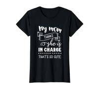 Mi mamá Piensa Que está a Cargo Que es Tan Lindo Día de la Madre Camiseta gráfica económica, Mujer, Negro, L