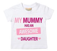 Mi mamá tiene un impresionante diseño disponible en tamaños camiseta de hija para bebé 0 - 6 meses a 14 - 15 años varios colores día de la madre blanco blanco Talla:3-4 años