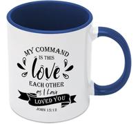 Mi mandamiento es este: Ámense los unos a los otros como yo los he amado. Tazas de café novedosas, taza de café de cerámica con impresión de doble cara para mamá, papá, amigo, esposa, esposo, regalo d
