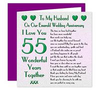 Mi marido 55th aniversario de boda Tarjeta - en nuestro esmeralda aniversario - 55 años - Sentimental verso i love you