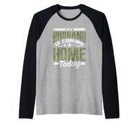 Mi Marido Vuelve Hoy A Casa Soldado Bienvenido A Casa Camiseta Manga Raglan