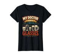 Mi médico Dice Que Necesito Gafas Camiseta gráfica económica, Mujer, Negro, M