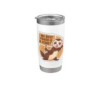 Mi Mejor Amigo Es Un Hurón Lindo Hurones Como Casa Familiar Mascotas Vaso térmico de acero inoxidable de doble pared