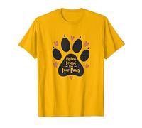 Mi Mejor Amigo Tiene Cuatro Patas - Pet Love Paw Camiseta, Hombre, Dorado Brillante, L