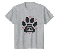 Mi Mejor Amigo Tiene Cuatro Patas - Pet Love Paw Camiseta, Niños, Gris Jaspeado, 8 años