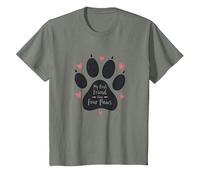 Mi Mejor Amigo Tiene Cuatro Patas - Pet Love Paw Camiseta, Niños, Verde Militar Jaspeado, 8 años