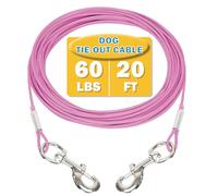Mi Metty Cable de amarre para perros pequeños de hasta 60 libras, cadena de acero con clips duraderos, camino al aire libre para correa de exterior y patio (rosa, 60 libras, 20 pies)