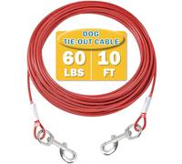 Mi Metty Cable de amarre para perros pequeños de hasta 60 libras, cadena de acero con clips duraderos, camino al aire libre para correa de exterior y patio (rojo, 60 libras, 10 pies)
