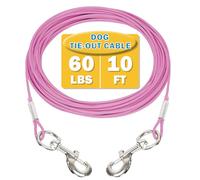 Mi Metty Cable de amarre para perros pequeños de hasta 60 libras, cadena de acero con clips duraderos, camino al aire libre para correa de exterior y patio (rosa, 60 libras, 10 pies)