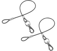 Mi Metty Juego de 2 correas de extensión para perros, resistentes a la masticación, cable de metal, alta resistencia, correa de entrenamiento para perros grandes y medianos (negro y negro, 50 cm)