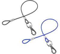 Mi Metty Juego de 2 correas de extensión para perros, resistentes a la masticación, cable de metal, alta resistencia, correa de entrenamiento para perros grandes y medianos (negro y azul, 50 cm)
