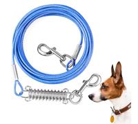 Mi Metty Tie-Out Correa para perros, 3/6/9/15 m, resistente a los masticables, para perros medianos y grandes (azul con gancho de muelle, 3 m)