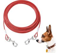 Mi Metty Tie-Out Correa para perros, 6 m, resistente a los masticables, para perros pequeños de hasta 60 libras (rojo, 20 ft(6 m) (rojo, 15 m)