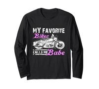 Mi Motorista Favorito me Llama Babe Gracioso Valentine Biker Manga Larga