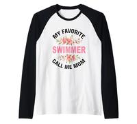 Mi Nadador Favorito Llámame Mamá Nadando Mamá Camiseta Manga Raglan