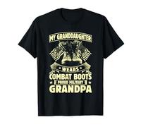 Mi nieta usa botas de combate Orgulloso abuelo militar Camiseta