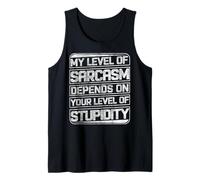 Mi nivel de sarcasmo depende de tu nivel de estupidez Retro Camiseta sin Mangas