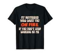 Mi Novio te encenderá Fuego Humor Divertido para Parejas Camiseta