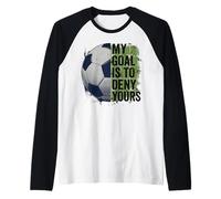 Mi Objetivo es Negar el tuyo Portero de fútbol niños Portero Camiseta Manga Raglan