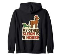 Mi Otro Trineo es un Caballo de Humor navideño con Sombrero de Papá Noel Sudadera con Capucha