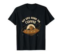 Mi OVNI corre en el espacio del café Gráfico Camiseta