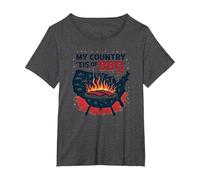 Mi País 'Tis De Barbacoa Camiseta, Mujer Tallas Grandes, Jaspeado Oscuro, 4XL Grande