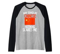 Mi papá es Chino Nada me Asusta Papá Divertido Camiseta Manga Raglan