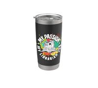 Mi Pasión Mi Bibliotecario Bibliotecario Bibliotecario Bookworm Vaso térmico de acero inoxidable de doble pared