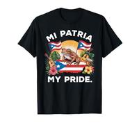 Mi Patria My Pride Patrimonio Puertorriqueño Coquí & Diseño Bandera Camiseta