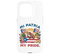 Mi Patria My Pride Patrimonio Puertorriqueño Coquí & Diseño Bandera Carcasa para iPhone 15 Pro
