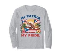 Mi Patria My Pride Patrimonio Puertorriqueño Coquí & Diseño Bandera Manga Larga