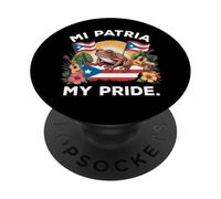 Mi Patria My Pride Patrimonio Puertorriqueño Coquí & Diseño Bandera PopSockets PopGrip Adhesivo
