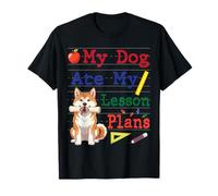 Mi Perro Akita Comió Mi Lección Planes Divertido Papá Mamá Maestra Camiseta