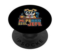 Mi Perro Es El Jefe Divertida Cita Española Amante Perro PopSockets PopGrip Adhesivo