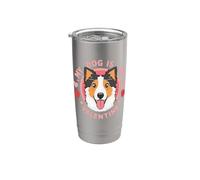Mi perro es mi border collie de San Valentín. Amante de las patas Vaso térmico de acero inoxidable de doble pared