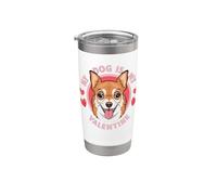 Mi perro es mi chihuahua de San Valentín. Amante de la pata Vaso térmico de acero inoxidable de doble pared