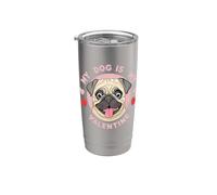 Mi perro es mi pug de San Valentín. Amante de las patas Vaso térmico de acero inoxidable de doble pared