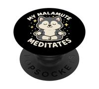 Mi Perro Malamute medita Lindo Arte Divertido PopSockets PopGrip Adhesivo