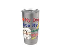 Mi perro maltés se comió mis planes de lecciones divertido papá mamá maestro Vaso térmico de acero inoxidable de doble pared