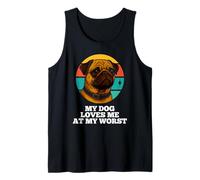 Mi perro me ama en mi peor momento: Pug, retro, amante de los cachorros, dueño de un cachorro Camiseta sin Mangas