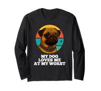 Mi perro me ama en mi peor momento: Pug, retro, amante de los cachorros, dueño de un cachorro Manga Larga