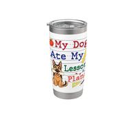 Mi perro pastor alemán se comió mis planes de lecciones Papá Mamá Maestra Vaso térmico de acero inoxidable de doble pared