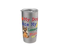 Mi perro pastor alemán se comió mis planes de lecciones Papá Mamá Maestra Vaso térmico de acero inoxidable de doble pared