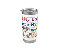 Mi perro pastor australiano se comió mis planes de lecciones Funny Teacher Vaso térmico de acero inoxidable de doble pared