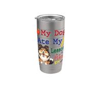 Mi perro pastor de Shetland comió mis planes de lecciones Papá mamá maestro Vaso térmico de acero inoxidable de doble pared