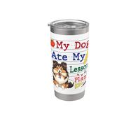 Mi perro pastor de Shetland comió mis planes de lecciones Papá mamá maestro Vaso térmico de acero inoxidable de doble pared