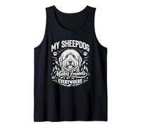 Mi Perro Pastor Hace Amigos en Todas Partes - Old English Sheepdog Camiseta sin Mangas