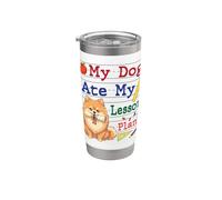 Mi Perro Pomerania Comió Mi Lección Planes Divertido Papá Mamá Maestra Vaso térmico de acero inoxidable de doble pared